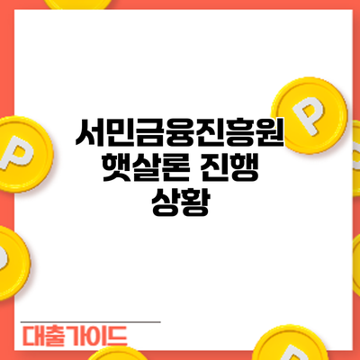 서민금융진흥원 햇살론 진행 상황