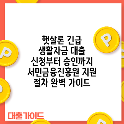 햇살론 긴급 생활자금 대출 신청부터 승인까지: 서민금융진흥원 지원 절차 완벽 가이드