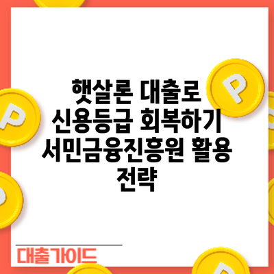 햇살론 대출로 신용등급 회복하기: 서민금융진흥원 활용 전략