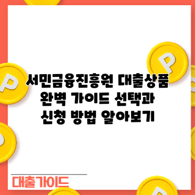 서민금융진흥원 대출상품 완벽 가이드: 선택과 신청 방법 알아보기