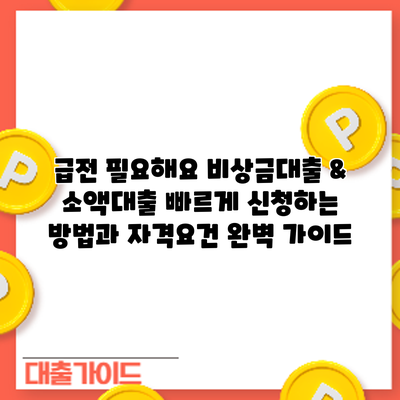 급전 필요해요? 비상금대출 & 소액대출 빠르게 신청하는 방법과 자격요건 완벽 가이드