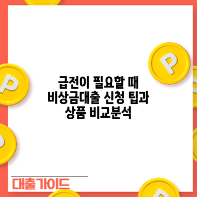 급전이 필요할 때? 비상금대출 신청 팁과 상품 비교분석