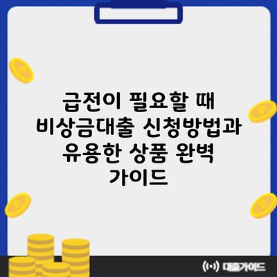 급전이 필요할 때? 비상금대출 신청방법과 유용한 상품 완벽 가이드