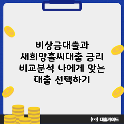 비상금대출과 새희망홀씨대출 금리 비교분석: 나에게 맞는 대출 선택하기