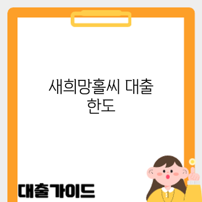 새희망홀씨 대출: 한도