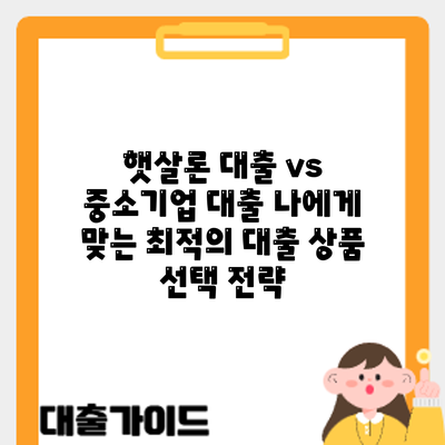 햇살론 대출 vs 중소기업 대출: 나에게 맞는 최적의 대출 상품 선택 전략