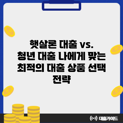 햇살론 대출 vs. 청년 대출: 나에게 맞는 최적의 대출 상품 선택 전략