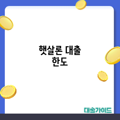 햇살론 대출: 한도