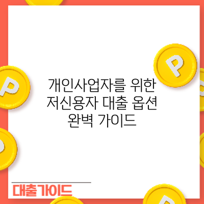 개인사업자를 위한 저신용자 대출 옵션 완벽 가이드